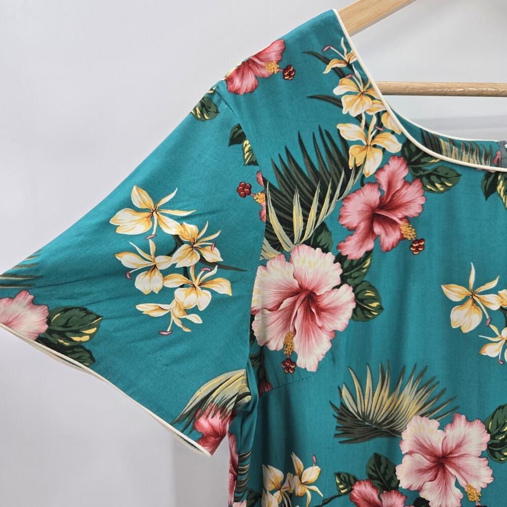 Vintage Young Hawaii Tropical Boho Beach Vacation Resort Floral Maxi Dress L - Picture 4 of 9